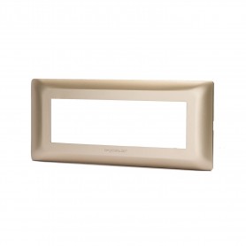Placca 6 Moduli Champagne In Plastica Compatibile Bticino Matix