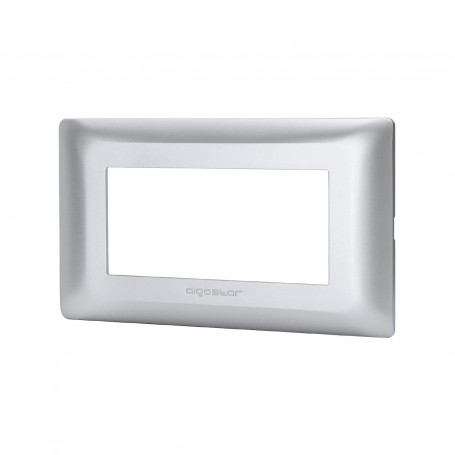 Placca 4 Moduli Argento In Plastica Compatibile Bticino Matix