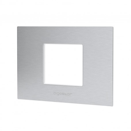 Placca 2 Moduli Argento In Alluminio Compatibile Bticino Matix