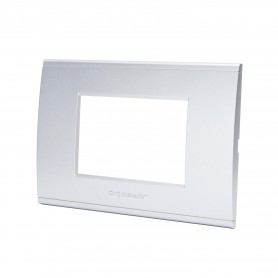 Placca 3 Moduli Argento In Plastica Compatibile Bticino Living Light Placca 3 Moduli Argento In Plastica Compatibile Bticino Living Light