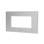 Placca 4 Moduli Argento In Alluminio Compatibile Bticino Living Light