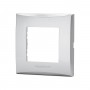 Placca 2 Moduli Argento In Plastica Compatibile Vimar Plana