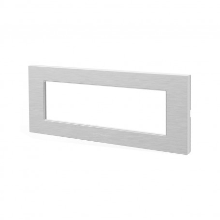 Placca 7 Moduli Argento In Alluminio Compatibile Vimar Plana
