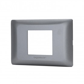 Placca 2 Moduli Grigio In Plastica Compatibile Bticino Matix