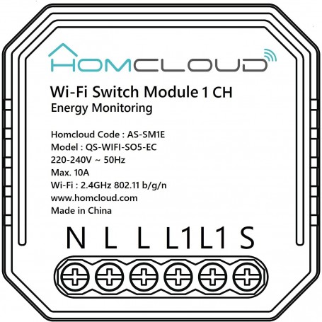 Modulo Interruttore 1 canale Wi-Fi con Monitoraggio Energia