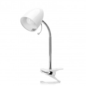 Lampada Da Tavolo Bianca Per Lampadine Led E27 Con Clip Aigostar