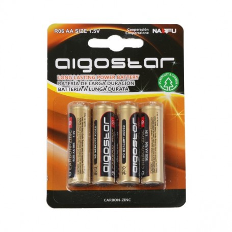 Batterie Aigostar R6 AA Stilo Zinco Carbone 1.5V Confezione da 4 Pile