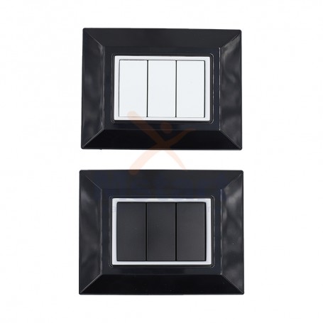 Placca Compatibile Vimar Eikon Nera 3, 4, 7 Posti