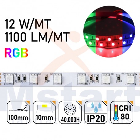 Striscia LED 24V 60W RGB 5mt 300 Led SMD 5050 da Interno IP20