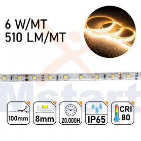 Striscia LED 5m IP65 SILICON 2835 24V - 6W/m 60led/m 3000K