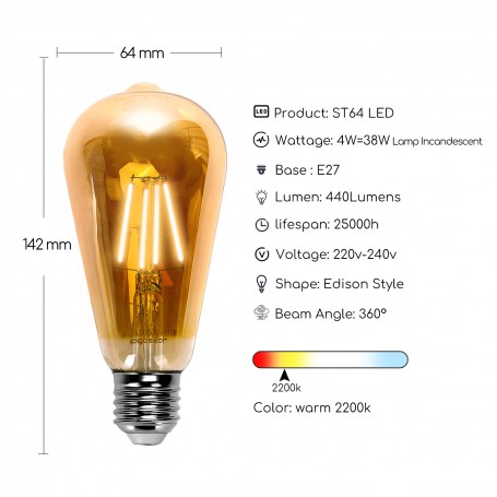 Aigostar Edison Lampadine LED E14, Luce Calda 2200K,4W(equivalente a  37W),400LM,Lampadine di Filamento G45,Lampade Decorativa Retrò per Bar  Caffè Hotel, 5 Pezzo : : Illuminazione