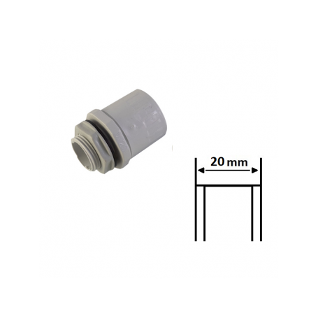 Raccordo Tubo - Scatola Passo Metrico 20 mm IP65 in PVC Grigio