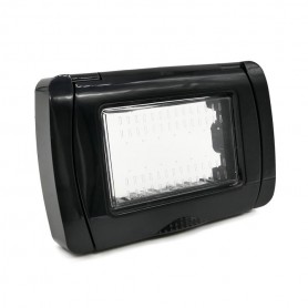 Placca Copertura Stagna Idrobox 3 Moduli Nera IP55 Compatibile Con Vimar Plana