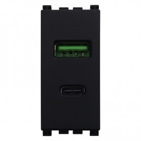Presa USB Doppia 5V 2 in 1 USB + TYPE-C 3.1A Compatibile Vimar Arkè Ettroit