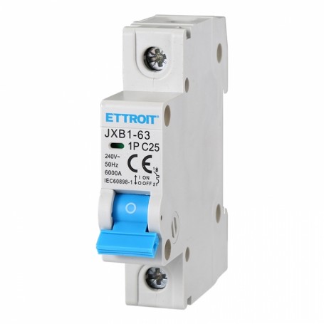 Ettroit Interruttore Magnetotermico 1P 25A 220V 6KA JX112560