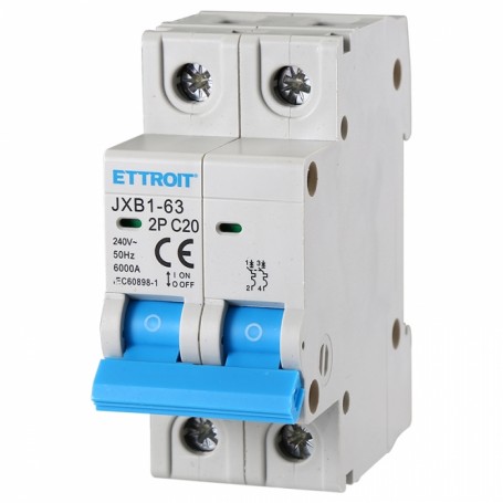 Ettroit Interruttore Magnetotermico 2P 20A 220V 6KA JX122060