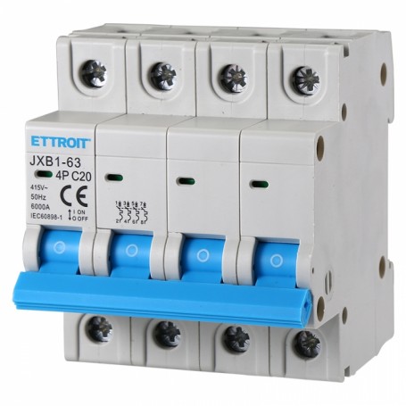 Ettroit Interruttore Magnetotermico 4P 20A 380V 6KA JX142060