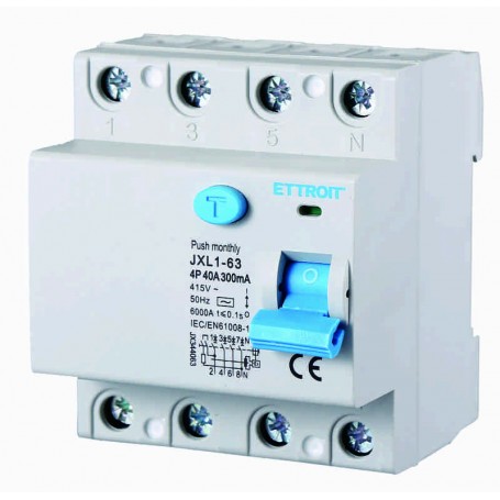 Ettroit Interruttore Differenziale Puro 4P 40A 300mA 380V-6KA JX344063