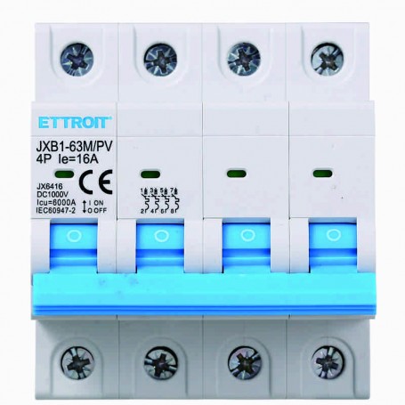 Ettroit 4P Interruttore Magnetotermico Fotovoltaico DC 16A 6kA 1000V JX6416