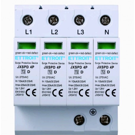 Ettroit Scaricatore Limitatore Di Sovratensione Tipo T2 4P 10KA-20KA SPD a Limitazione Per Barra DIN