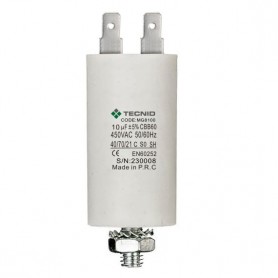 Condensatore Permanente Per Motori Elettrici 10 µF 450V. Dado M8