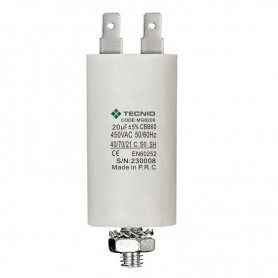 Condensatore Permanente Per Motori Elettrici 20 µF 450V. Dado M8