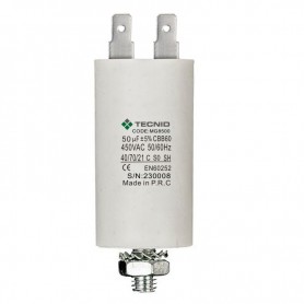 Condensatore Permanente Per Motori Elettrici 50 µF 450V. Dado M8