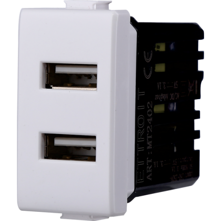 Presa Doppia USB Type-A 5Vdc 2.1A Compatibile Bticino Matix Ettroit