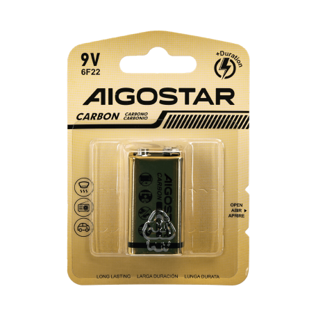 Batterie Aigostar Zinco Carbone 9V Confezione da 1 Pila