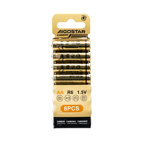 Batterie Aigostar AA Stilo Zinco Carbone 1.5V Confezione da 8 Pile