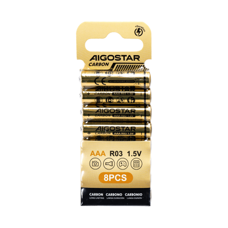 Batterie Aigostar AAA Ministilo Zinco Carbone 1.5V Confezione da 8 Pile