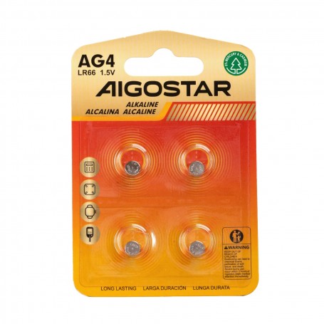 Batteria a Bottone AG4 LR66 1.5V 4 PZ Aigostar