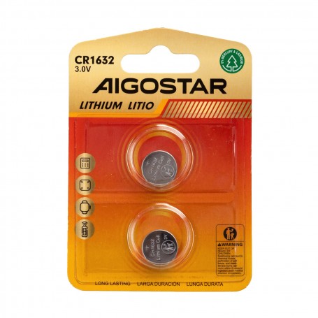 Batteria a Bottone CR1632 3V 2 PZ Aigostar