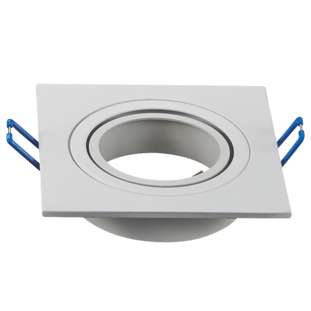Portafaretto Ghiera Orientabile da incasso 9,1cm GU10 / MR16 Cornice Quadrata Bianca