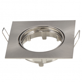 Portafaretto Ghiera Orientabile da incasso 8,2cm GU10 / MR16 Cornice Quadrata Nichel Satinato
