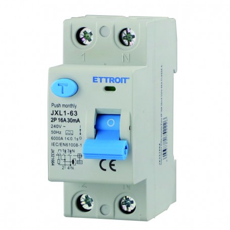 Ettroit Interruttore Differenziale Puro 2P 16A 30mA 220V-6KA CLASSE A JX321664