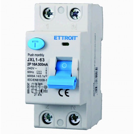 Ettroit Interruttore Differenziale Puro 2P 16A 300mA 220V-6KA CLASSE A JX321668