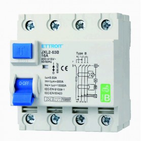 Ettroit Magnetotermico Differenziale Puro 4P 16A 30mA CURVA B 6KA AC/DC 380V