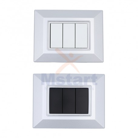 Placca Compatibile Vimar Eikon Alluminio Chiaro 3, 4, 7 Posti