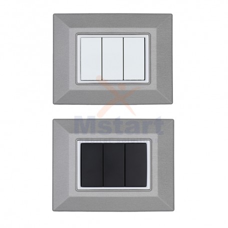 Placca Compatibile Vimar Eikon Acciaio Spazzolato 3, 4, 7 Posti