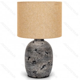 Lampada da Tavolo Abat Jour E14 in Ceramica Marrone e Grigio