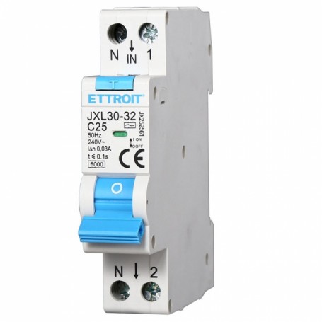 Ettroit Magnetotermico Differenziale 1P+N 25A 30mA 220V-6KA JX252561