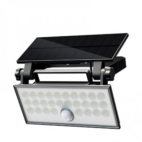 Faro da Esterno LED Solare 60W 6500K Nero con Sensore Movimento IP65