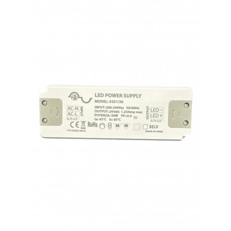 Trasformatore Alimentatore Piatto Slim 30W 24V IP20 FAI