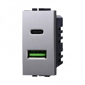Presa USB 2 In 1 USB+TYPE-C 3.1AMH Bticino Living Light LG3002