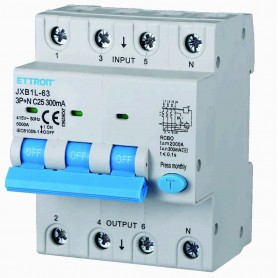 Ettroit Magnetotermico Differenziale 3P+N 25A 300mA 380V-6KA JX262563
