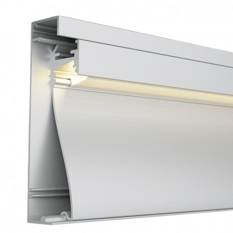 Profilo In Alluminio 2 Metri Silver KRUE Per Battiscopa e Striscia LED