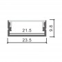 Profilo in Alluminio 2 Metri per Doppia Striscia Led Piatto XL Anodizzato
