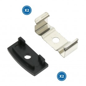 Confezione 2 Tappi e 2 Graffette Clips Per Profilo Piatto Nero LM3730