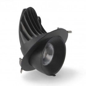 Faro LED da Incasso 30W Orientabile Tricolor CCT Foro Ø150mm Nero CRI90